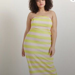 Eloquii strapless pink lemonade dress